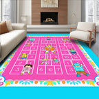 Pink Hopscotch Grid With Children Rug