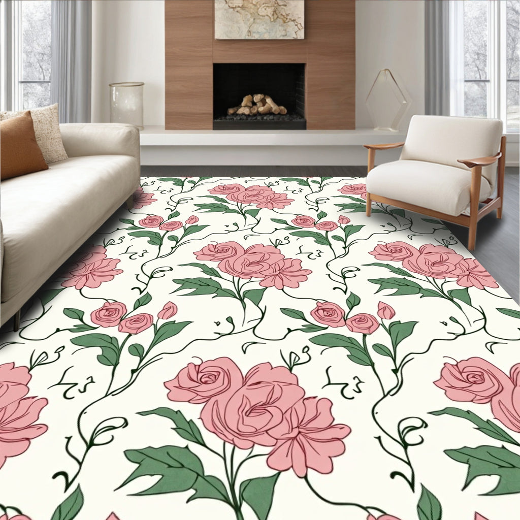 Blush Pink Rose Vine Garland Rug
