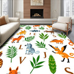 Whimsical Jungle Animals Alphabet Collage Rug