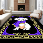Pup in purple top hat scarf frame Rug