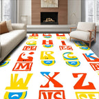 Volumetric Alphabet Splash Color Rug