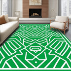 Bold Green White Linear Geometric Rug
