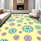 Aqua Pink Swirl Daisy Meadow Rug