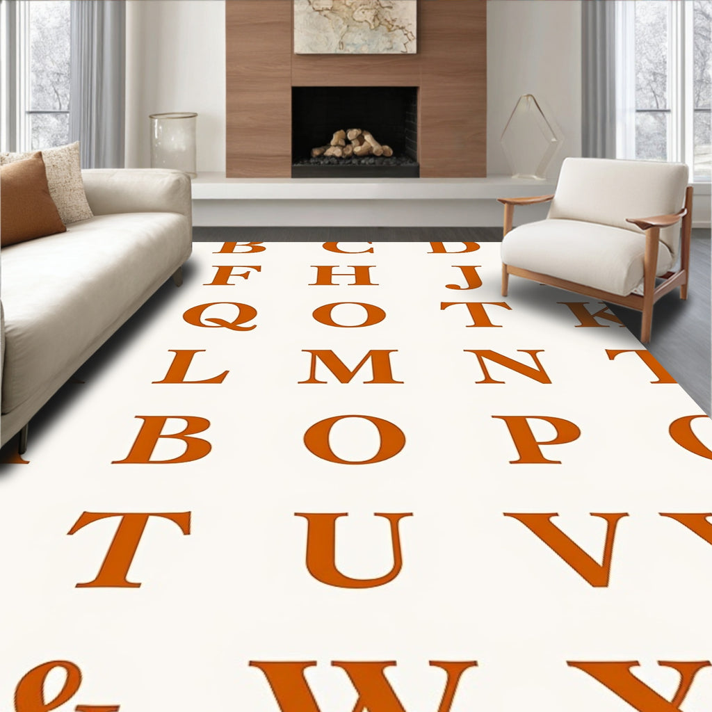 Terracotta Alphabet Grid Rug