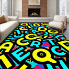 Vibrant Alphabet Collage Graphic Rug