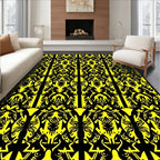 Bold Yellow Black Tribal Imprints Rug