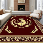 Regal Maroon Crest Laurel Wreath Rug