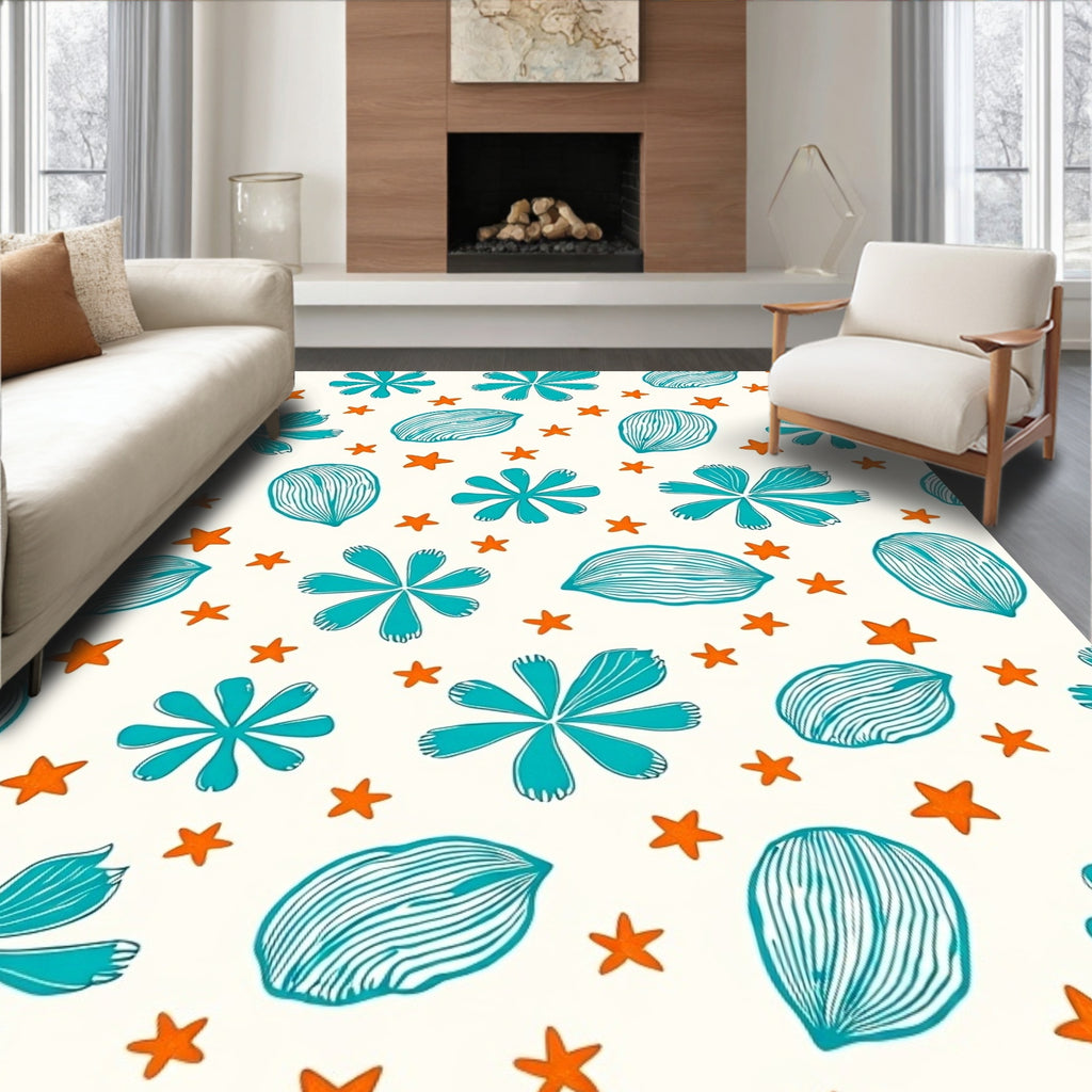 Teal Starburst Bean Meadow Rug