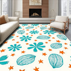 Teal Starburst Bean Meadow Rug