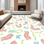 Red Blue Green Wavy Lines Rug