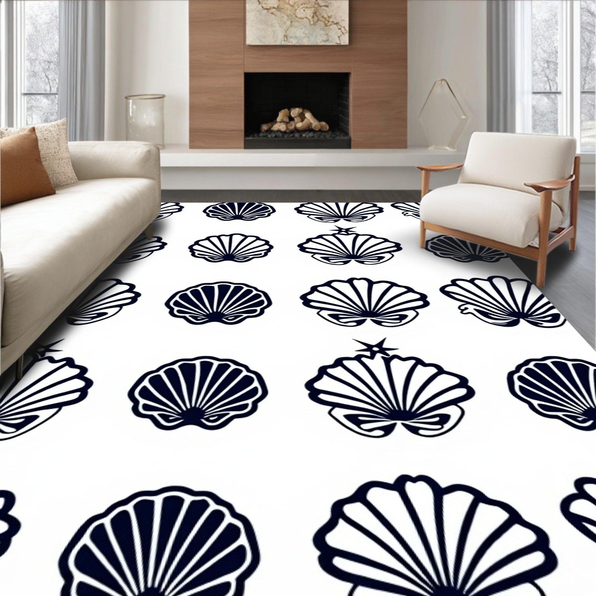 Navy Shell Collection Repeat Rug