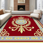 Crimson Crown Monogram Emblem Laurel Rug