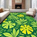 Lush Yellow Green Tropical Foliage Rug