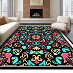 Vibrant Pink Teal Gold Mandala Rug