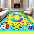 Playful Colorful Animals Stars Whimsical Swirls Rug