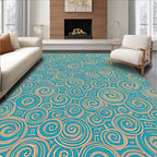 Teal Swirl Ocean Contemporary Art Rug