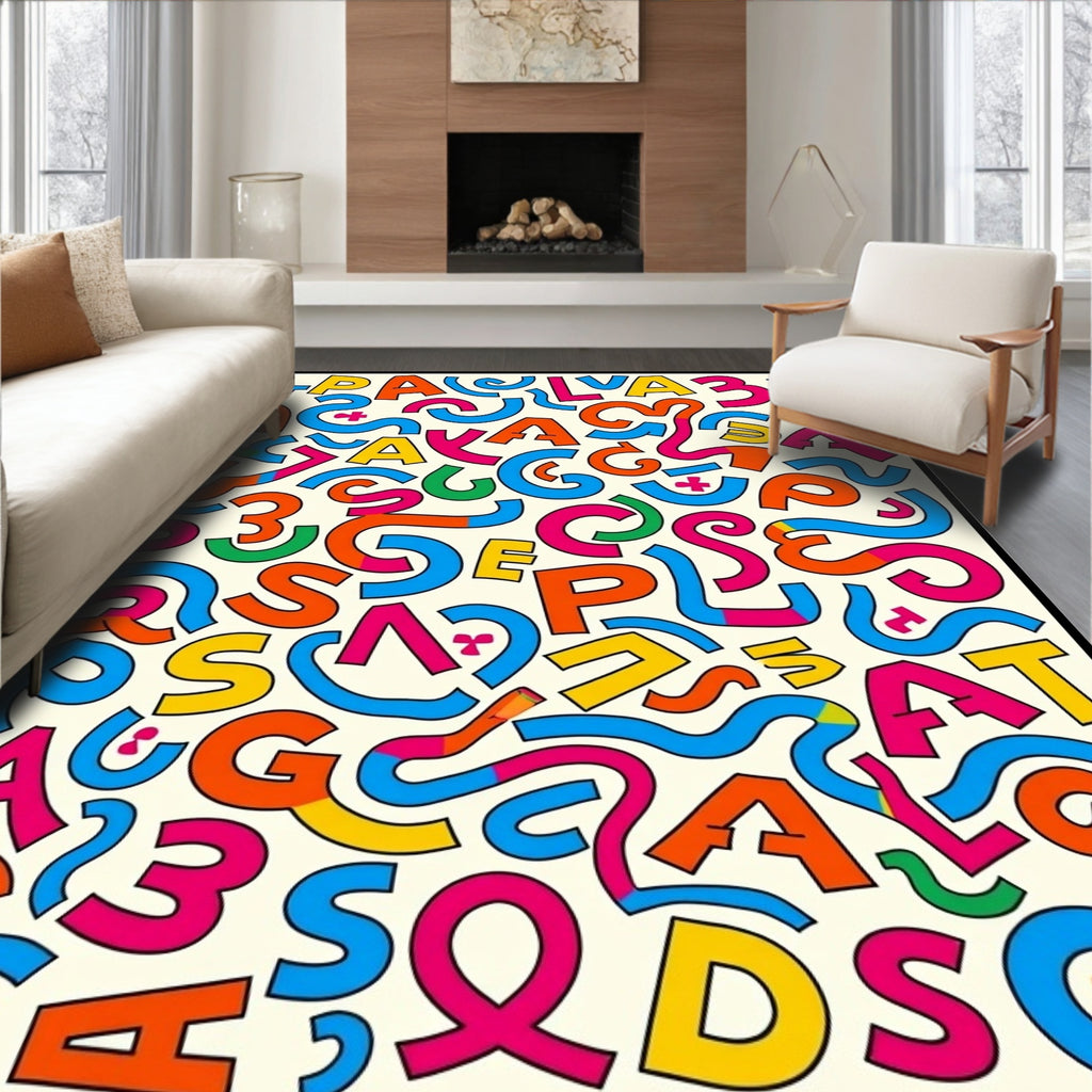 Bold Alphabet Collage Splash Rug