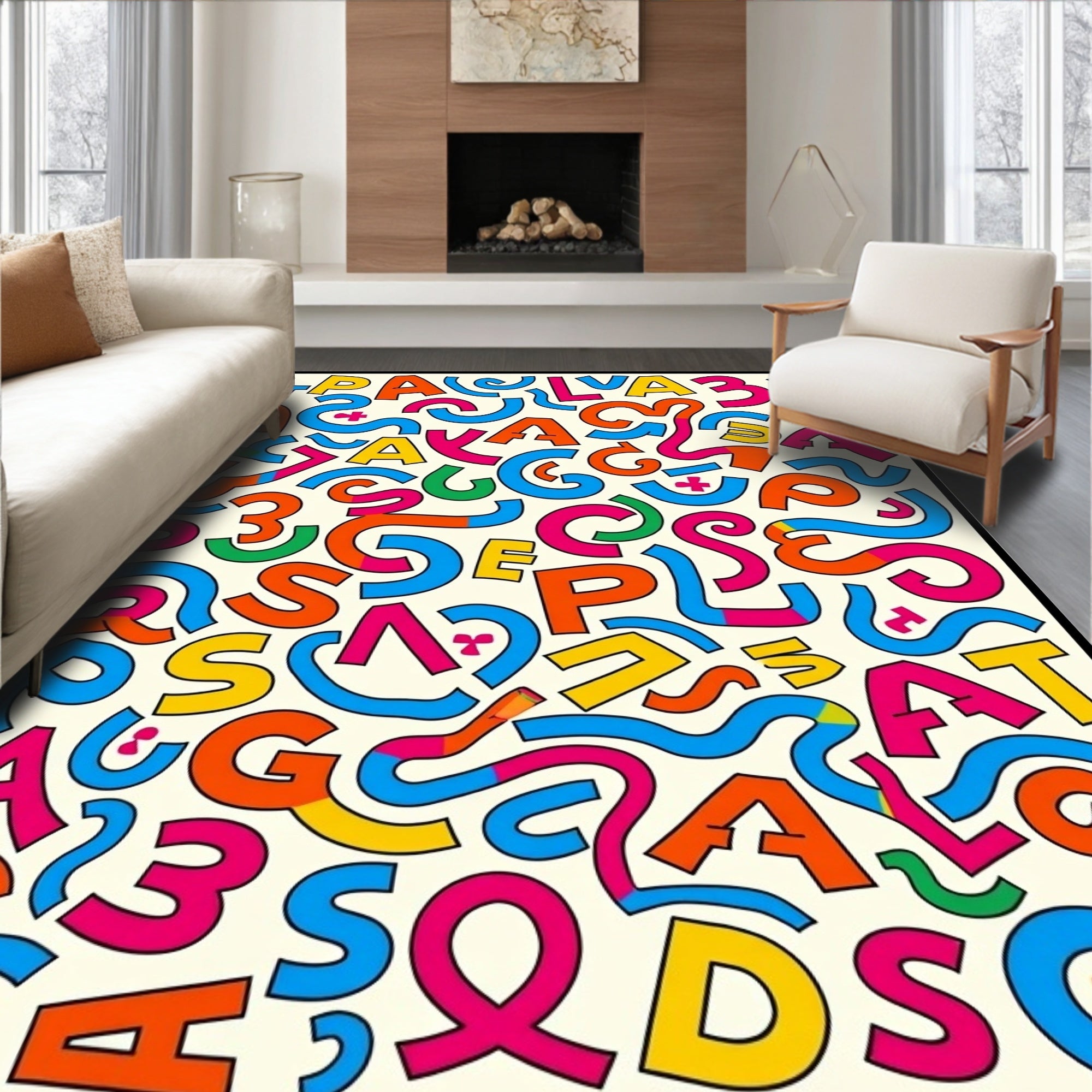 Bold Alphabet Collage Splash Rug