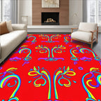 Vibrant Rainbow Scrollwork Flora Rug