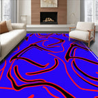 Bold Blue Abstract Red Black Swirls Rug
