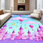 Pink Castle Balloons and Stars Rug