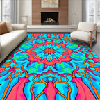 Vibrant Neon Fuchsia Mandala Bloom Rug
