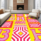 Vibrant Pink Geometric Stripe Collage Rug