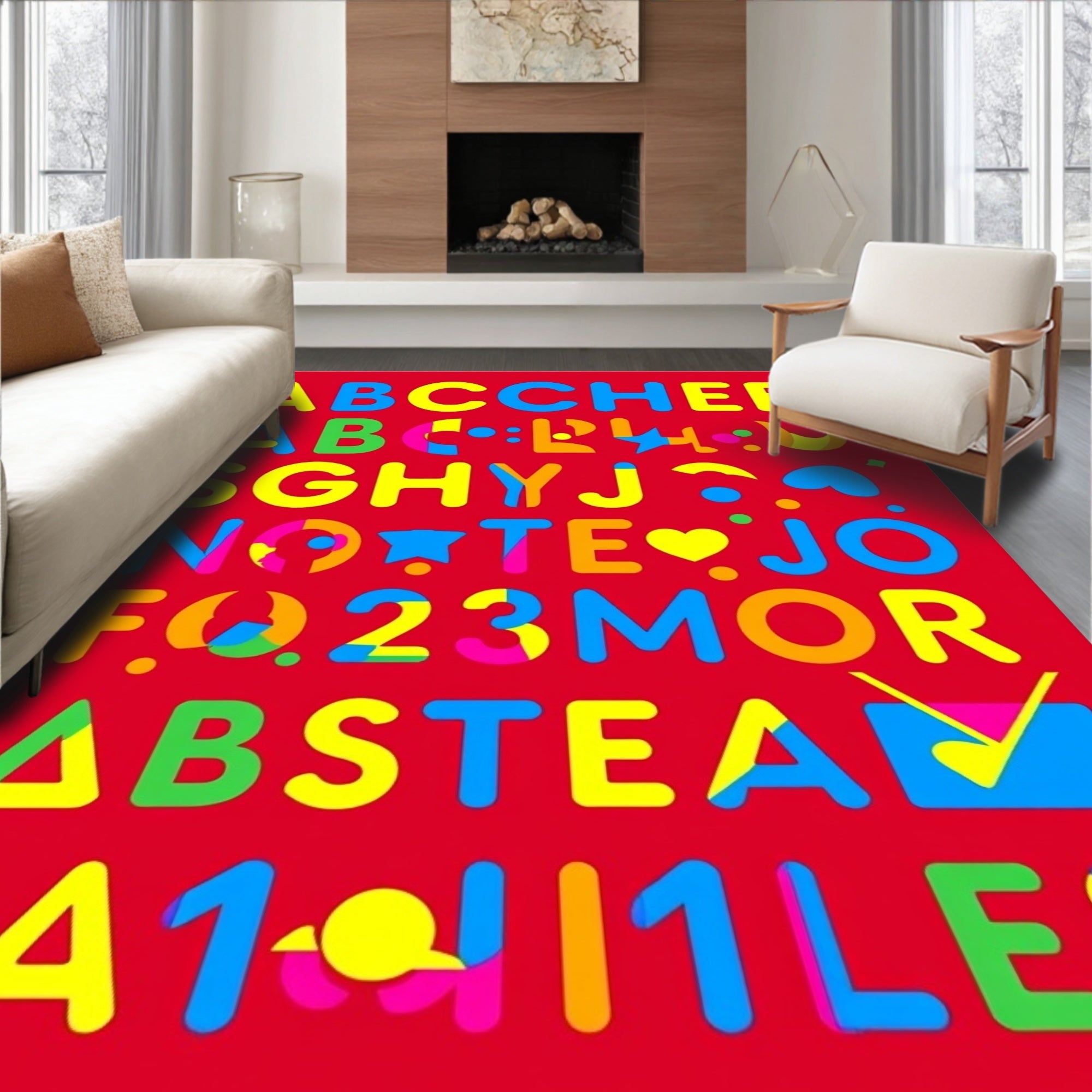 Alphabet Colors Geometric Shapes Rug