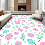 Whimsical Pink Butterfly Garden Rug