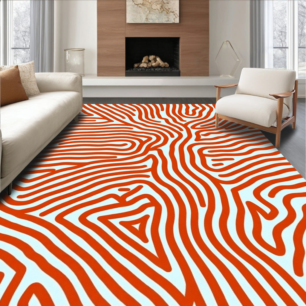 Coral Orange Organic Wave Rug