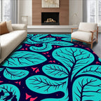 Teal Foliage With Coral Accents Rug