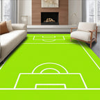Lime Green Soccer Field Lines Rug