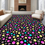 Playful Pink Yellow Teal Polka Dot Rug