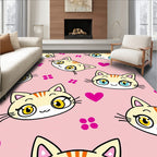 Cute Pink And Yellow Kitty Hearts Rug