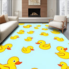 Yellow Rubber Ducklings Scattered Pastel Background Rug