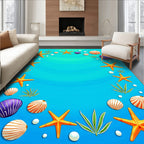 Orange Starfish Shells and Pearls Ocean Rug