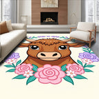Brown Bull Floral Wreath Charm Rug