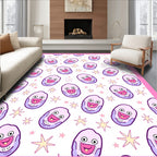Playful Pink Character Starry Background Rug