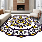 Vibrant Yellow Purple Mandala medallion Rug