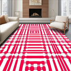 Bold Red White Grid Plaid Rug