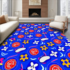 Bold Blue Abstract Shapes Rug