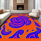 Trippy Orange Whirlwind Abstract Swirls Rug