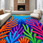 Vibrant Coral Reef Fish Sun Rays Rug