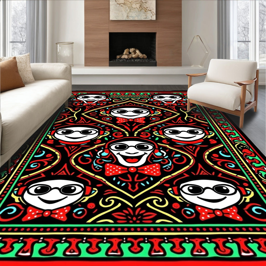 Funky Red Headset Character Medallion Rug