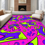 Vibrant Pink Purple Green Abstract Shapes Rug