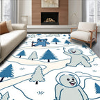 Blue Bear Winter Forest Scene Rug
