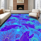 Whimsical Indigo Dolphin Coral Scene Rug