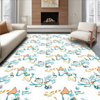Playful Abstract Figures Teal Orange Rug