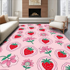 Pink Strawberry Flower Medley Rug