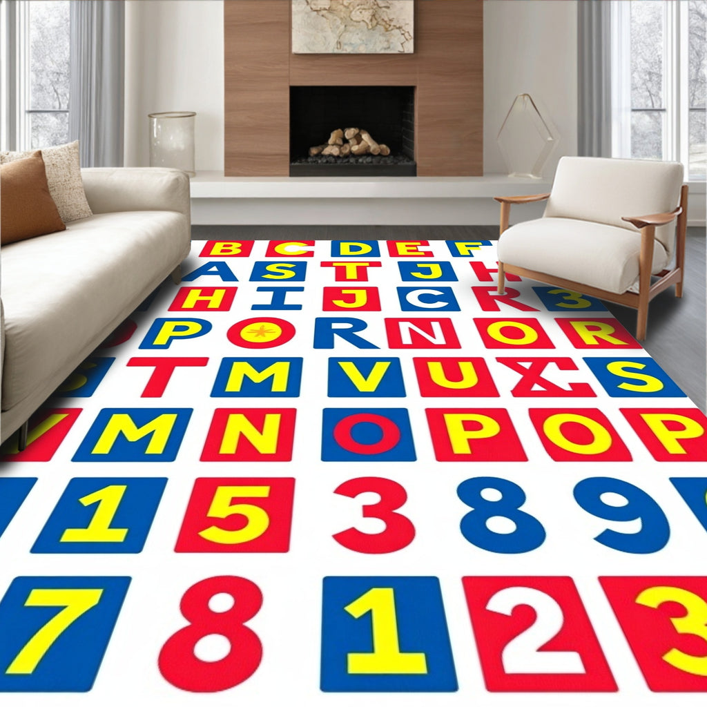 Alphabetical Red Blue Yellow Blocks Rug